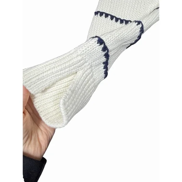 Madewell Textured Cotton Crewneck Sweater in Stripe Women's XL White Navy - Picture 6 of 12